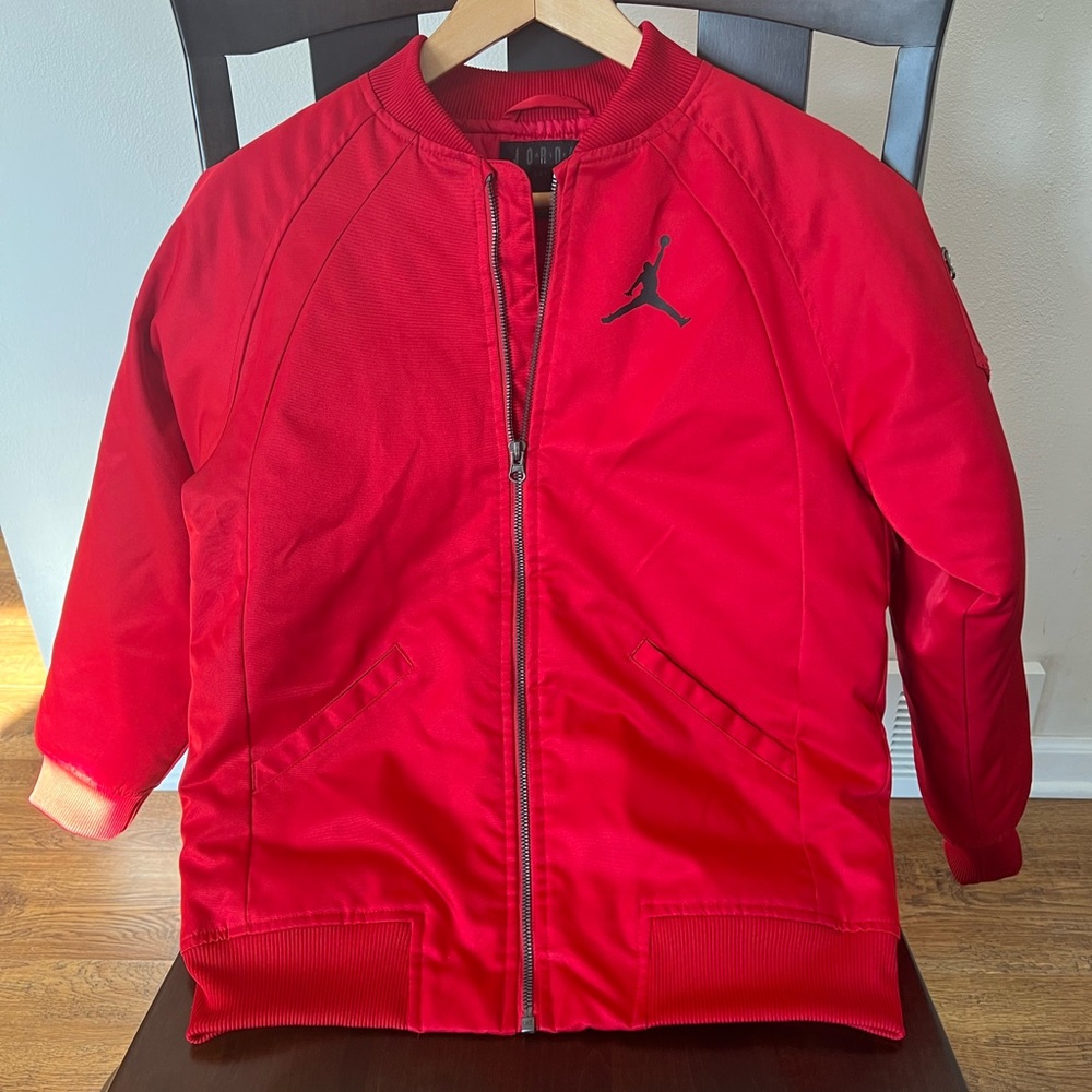 Air Jordan Youth LARGE Satin Bomber Jacket MA-1 Flight Coat Zip